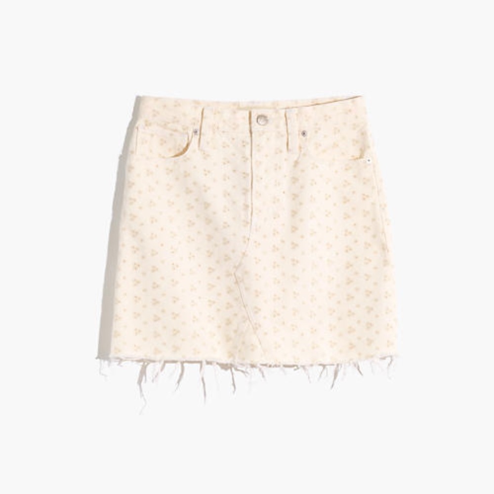 NWT Madewell Rigid Embroidered Denim Mini Skirt